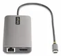 StarTech.com Adaptador Multipuerto USB-C para 3 Monitores, HDMI/DP, Hub 4x USB-A, PD 100W, Gris