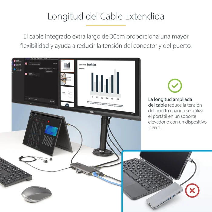 StarTech.com Adaptador Multipuerto USB-C para 3 Monitores, HDMI/DP, Hub 4x USB-A, PD 100W, Gris StarTech.com Adaptador Multipuerto USB-C para 3 Monitores, HDMI/DP, Hub 4x USB-A, PD 100W, Gris
