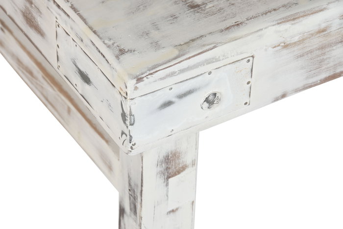 DKD Home Decor Mesa Comedor Plegable Vintage, Blanco, Madera Reciclada, Patas Plegables, Dimensiones 180 x 90 x 76 cm