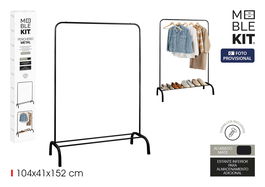 Moblekit Perchero Metálico Negro Mate 104 cm x 41 cm x 152 cm (6 Unidades)