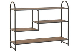 DKD Home Decor Consola Vintage Marrón y Negro con 4 Estanterías de Madera y Hierro, 120 x 30 x 94 cm