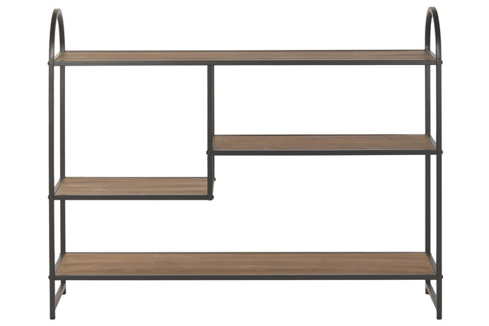 DKD Home Decor Consola Vintage Marrón y Negro con 4 Estanterías de Madera y Hierro, 120 x 30 x 94 cm