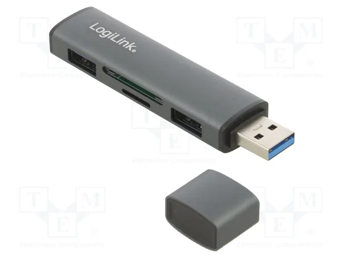 LOGILINK Hub USB 3.2 Gen2 con 2 puertos USB-A y lector de tarjetas, gris LOGILINK Hub USB 3.2 Gen2 con 2 puertos USB-A y lector de tarjetas, gris