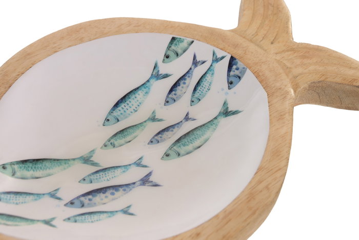 DKD Home Decor Centro de Mesa de Mango con Acabado Lacado Azul, 2 Piezas