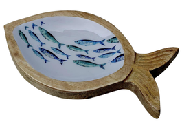 DKD Home Decor Centro de Mesa de Mango con Acabado Lacado Azul, 2 Piezas