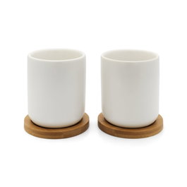 Bredemeijer Set de 2 Tazas de Té Umea con Posavasos de Bambú, 200ml