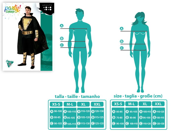 Disfraz Héroe Cómic Adulto Hombre Negro, Tallas M-L, Incluye Mono, Capa, Gorro, Muñequeras, Cinturón y Cartuchera