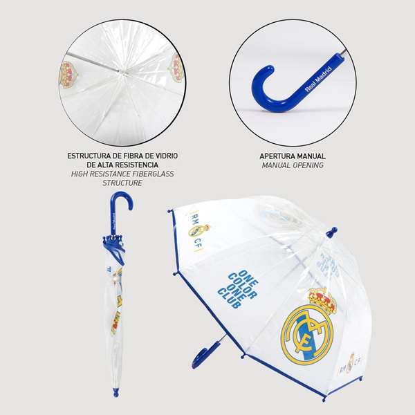 Cerdá Paraguas Manual Burbuja Real Madrid 45 cm White Cerdá Paraguas Manual Burbuja Real Madrid 45 cm White
