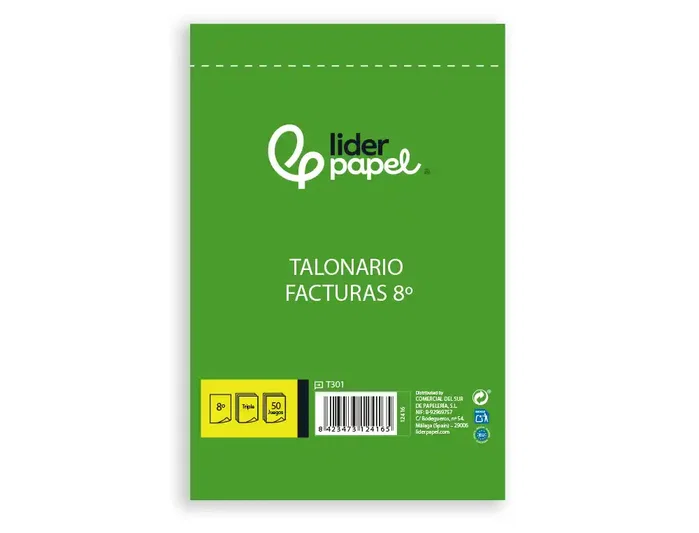Liderpapel Talonario de facturas T301 8º original y 2 copias Liderpapel Talonario de facturas T301 8º original y 2 copias