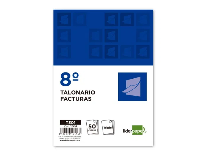 Liderpapel Talonario T301 Facturas 8º Original y 2 Copias