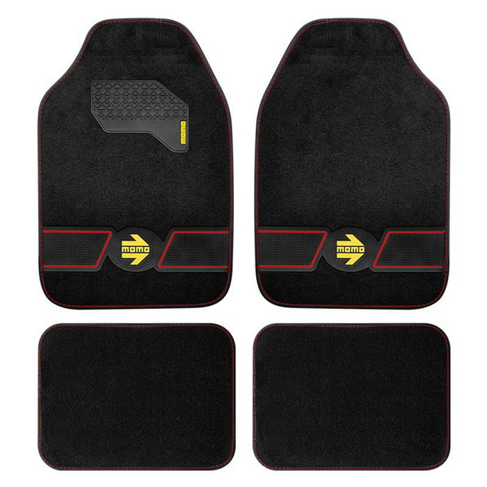 Momo Set de 4 Alfombrillas Fun Negro-Rojo Momo Set de 4 Alfombrillas Fun Negro-Rojo