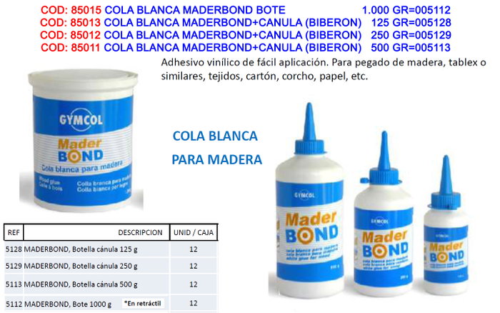 UNECOL Cola Blanca Madera Bond+ con Cánula 250 g UNECOL Cola Blanca Madera Bond+ con Cánula 250 g