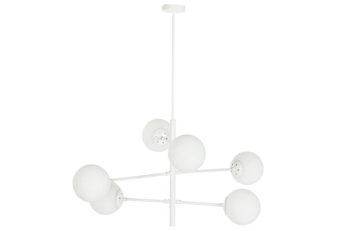 DKD Home Decor Lámpara de Techo de Metal y Cristal con Bolas, Blanco DKD Home Decor Lámpara de Techo de Metal y Cristal con Bolas, Blanco