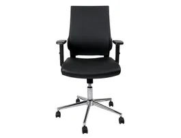 Q-connect Silla giratoria respaldo medio similpiel regulable en altura 980+100x630x625 mm color negro para oficina ergonómica 200 kg