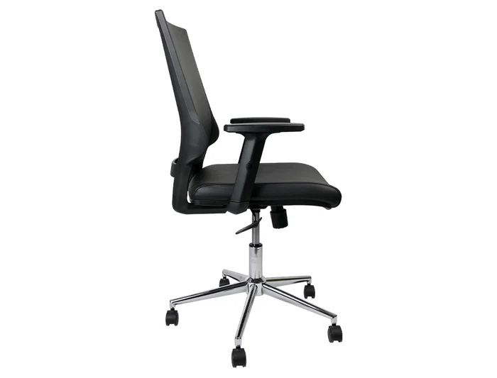 Q-connect Silla giratoria respaldo medio similpiel regulable en altura 980+100x630x625 mm color negro para oficina ergonómica 200 kg