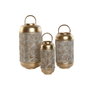 DKD Home Decor Set de 3 Portavelas de Metal Dorado