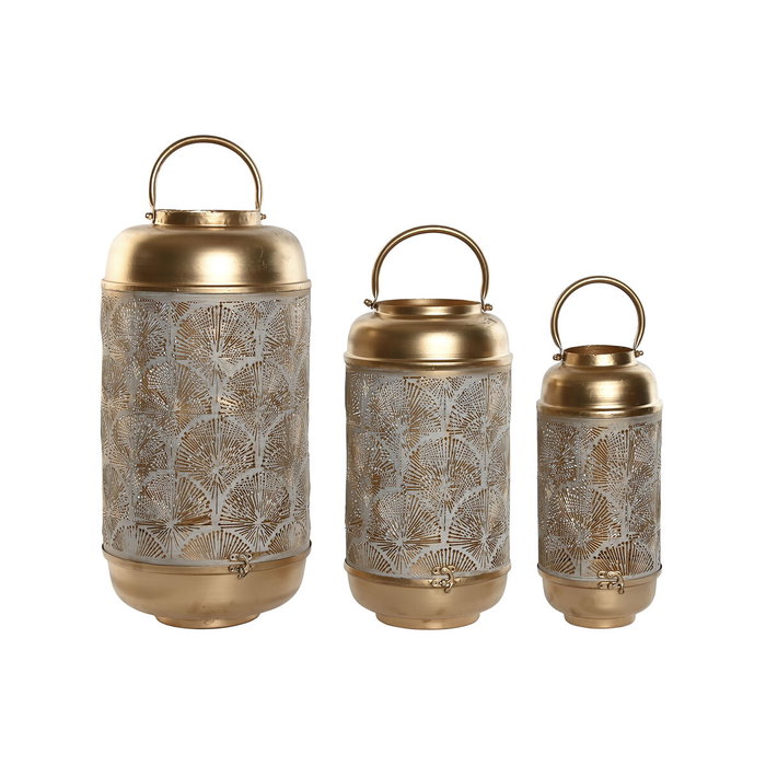 DKD Home Decor Set de 3 Portavelas de Metal Dorado