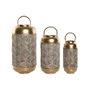 DKD Home Decor Set de 3 Portavelas de Metal Dorado