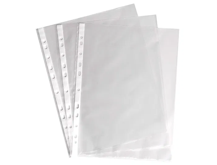 Saro Funda Multitaladro Cristal Folio 90 mc PVC, Caja 100 Unidades