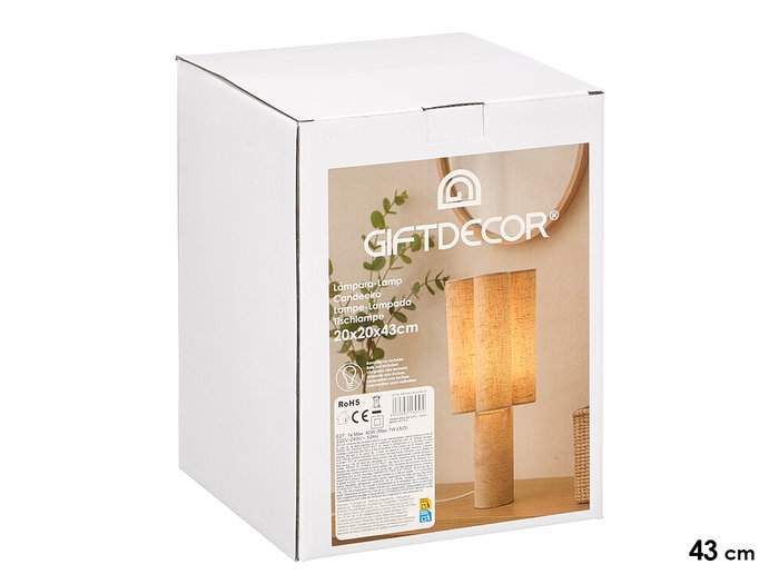 Giftdecor Lámpara Sobremesa Flor Metal Papel Natural 20x20x43 cm (Set de 4)