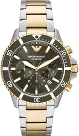 Armani AR11361 con esfera verde y correa de acero gris