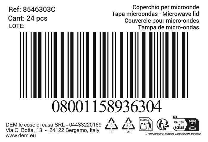Inde Tapa para Microondas Transparente 'Montera', Diámetro 24 cm (24 Unidades)