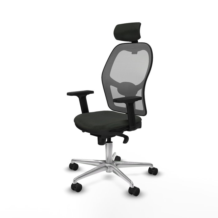 PIQUERAS Y CRESPO Silla de oficina Jorquera con mecanismo Sincro, Tela Negra y Malla Gris