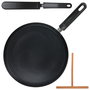 Totally Addict Sartén Crêpes Chandeleur con Utensilios de Aluminio Ø 28 cm para Todo Tipo de Fuegos, Incluye Rastrillo y Espátula