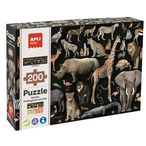 Apli Kids Puzle Animales Amenazados Sabana 19697 - 200 Piezas, Educativo y Divertido para Niños Apli Kids Puzle Animales Amenazados Sabana 19697 - 200 Piezas, Educativo y Divertido para Niños