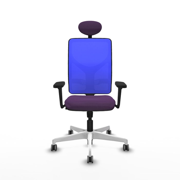 PIQUERAS Y CRESPO Silla de oficina Motilla con mecanismo Sincro, Tela Morada y Malla Azul