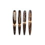 DKD Home Decor Set de 4 Máscaras de Albasia Tallada en Marrón Oscuro y Beige