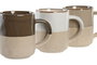 DKD Home Decor Taza Urban Beige Verde Oscuro Gres 410ml Apto Microondas y Lavavajillas 9 x 11 x 12.5 cm (12 Unidades)