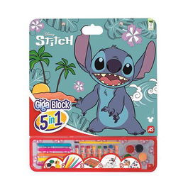 Cefa Libro de Pegatinas para Pintar Giga Block Stitch 5 en 1 con Bloc de Dibujo, Acuarelas, Marcadores, Lápices de Colores y Hoja de Pegatinas