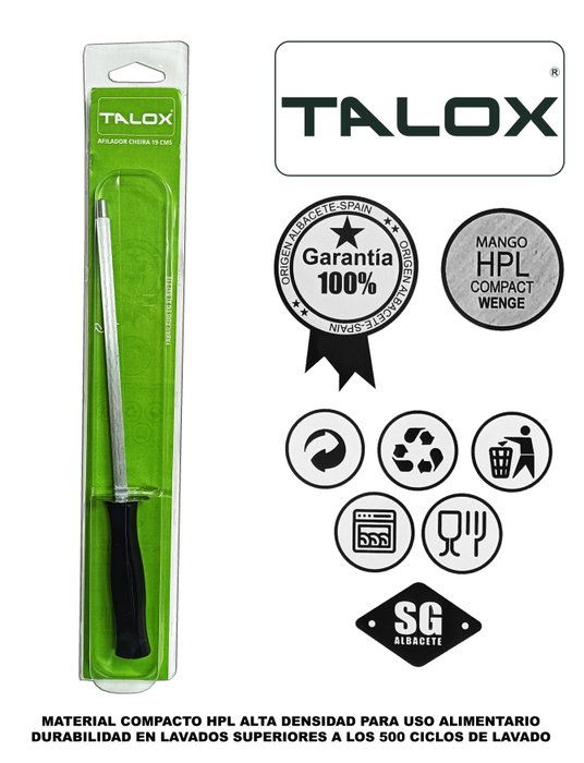 TALOX Chaira de Acero Inoxidable 19 cm con Mango HPL Wenge 20101-19 LE TALOX Chaira de Acero Inoxidable 19 cm con Mango HPL Wenge 20101-19 LE