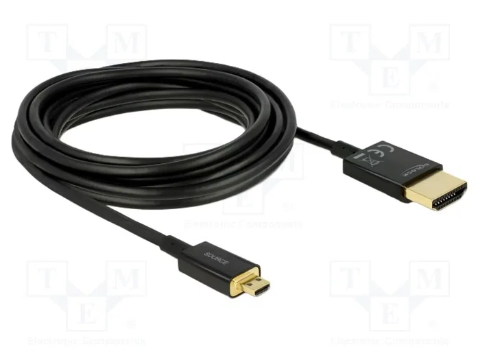 DeLOCK Cable HDMI de alta velocidad con Ethernet, HDMI-A a Micro-D, 4,5 m, 4K/3D
