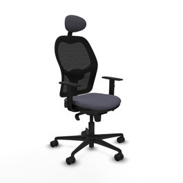 PIQUERAS Y CRESPO Silla de oficina Jorquera con mecanismo Sincro, Gris oscuro y Negro