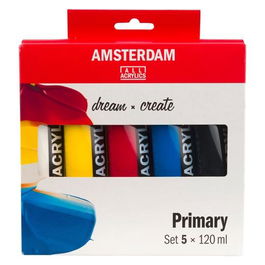 Talens Amsterdam Standard Series Set Acrílicos Primarios Tubo 120 mL Estuche 5 Ud Colores Básicos