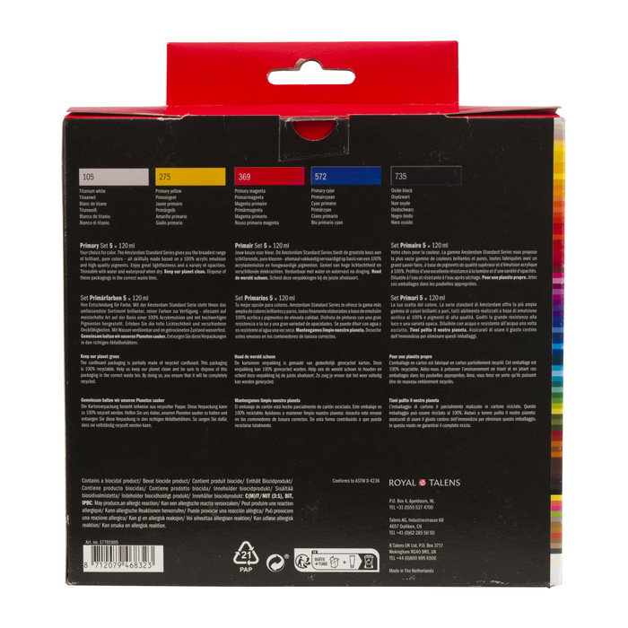 Talens Amsterdam Standard Series Set de Acrílicos Primarios 5 x 120ml