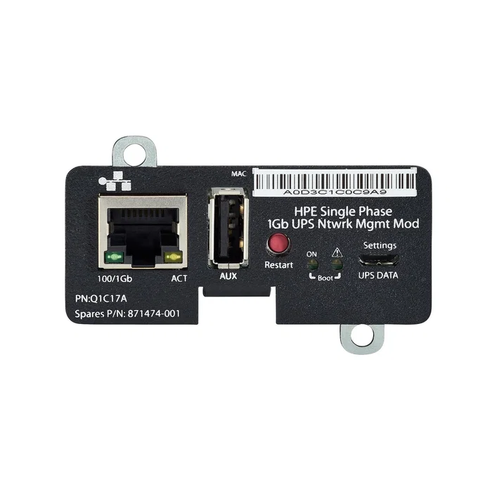 HPE Single Phase 1Gb UPS Network Management Module 5 kVA VRLA Negro Metálico