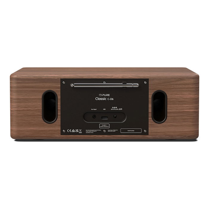 PURE Classic C-D6 Radio Portátil Digital Negro/Nuez