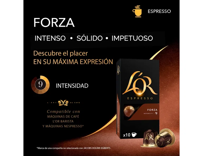 L'or Espresso Forza Intensidad 9, 10 Cápsulas compatibles con Nespresso L'or Espresso Forza Intensidad 9, 10 Cápsulas compatibles con Nespresso
