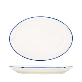 Summa Set de 5 Fuentes Ovaladas de Porcelana Marfil y Azul 27x19 cm