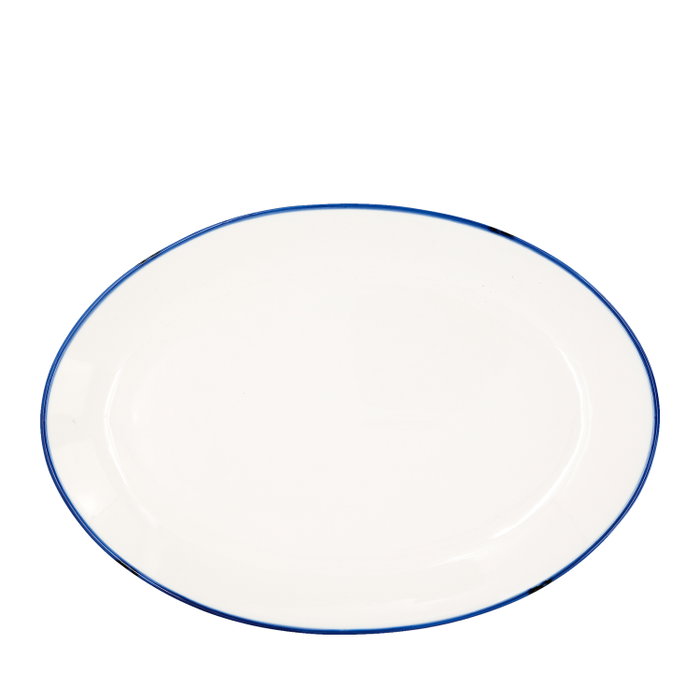 Summa Set de 5 Fuentes Ovaladas de Porcelana Marfil y Azul 27x19 cm