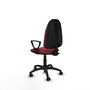 Silla de oficina Algarra con mecanismo Contacto permanente básico tapizada con Tela color Granate. Equipada con Base poliamida negra, Brazos fijos y Ruedas de parqué