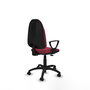 Silla de oficina Algarra con mecanismo Contacto permanente básico tapizada con Tela color Granate. Equipada con Base poliamida negra, Brazos fijos y Ruedas de parqué