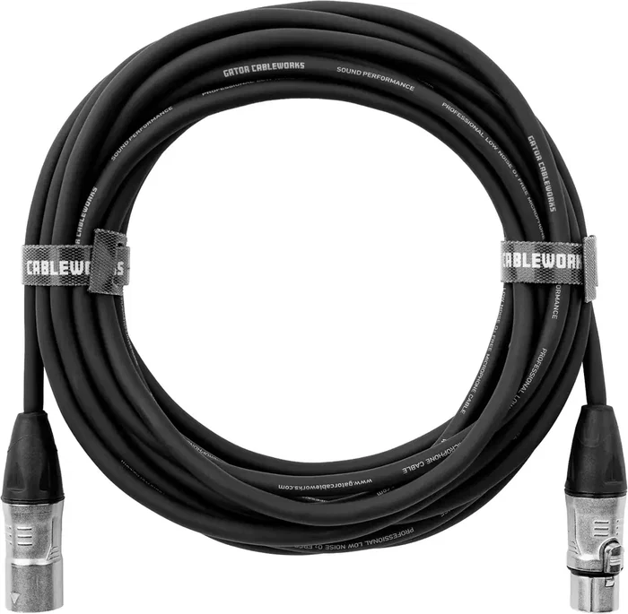 CABLEWORKS - Cable de Micrófono XLR Macho-Hembra Recto 3m, Negro, Cobre sin Óxido