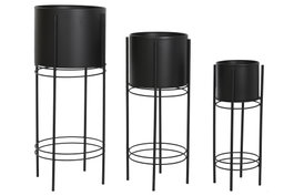 DKD Home Decor Macetero Urban Negro 30 x 70 x 30 cm Set de 3