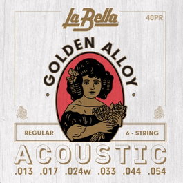 Juego de Cuerdas para Guitarra Acústica La Bella Golden Alloy Regular 13-54
