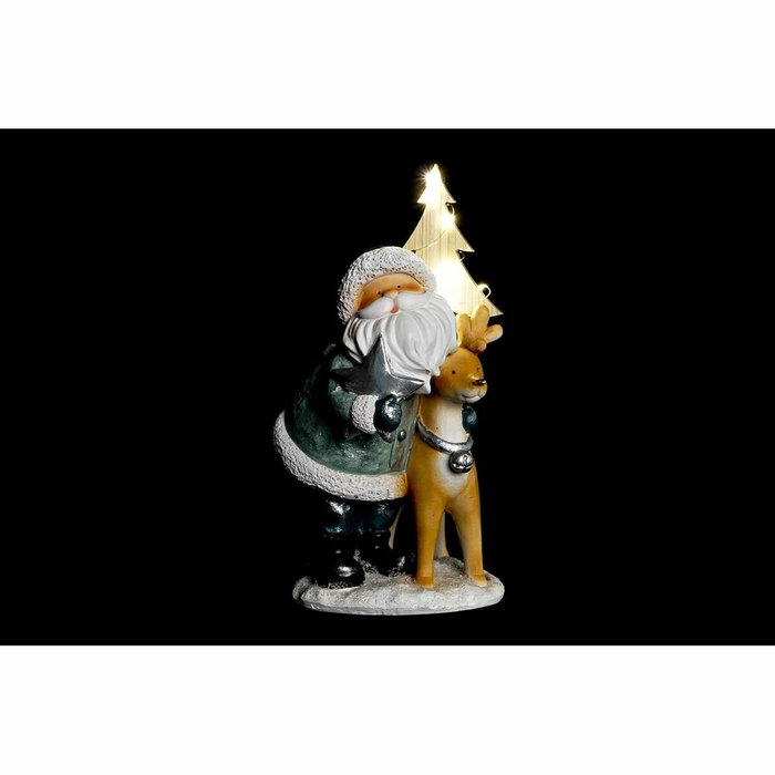 DKD Home Decor Set de 2 Figuras de Resina con LED para Navidad Moderna en Rojo, Azul y Blanco