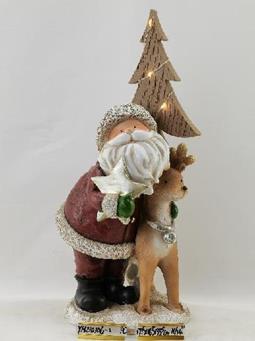 DKD Home Decor Set de 2 Figuras de Resina con LED para Navidad Moderna en Rojo, Azul y Blanco